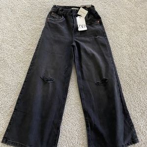 ZARA kids super extreme wide leg black jeans NWT